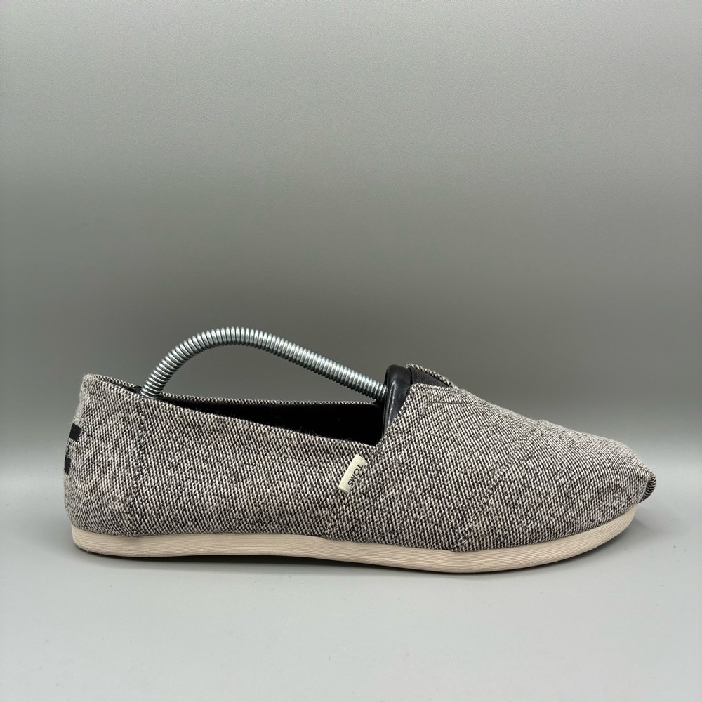 Toms Alpargata Slip On Loafers Women’s 8 Twill Black White Flats